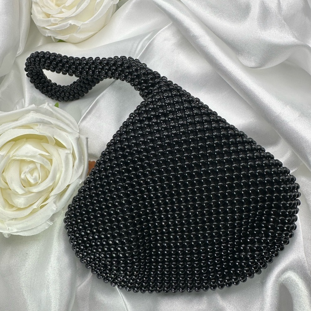 Chic Black Beaded Clutch - Picture 4 of 9